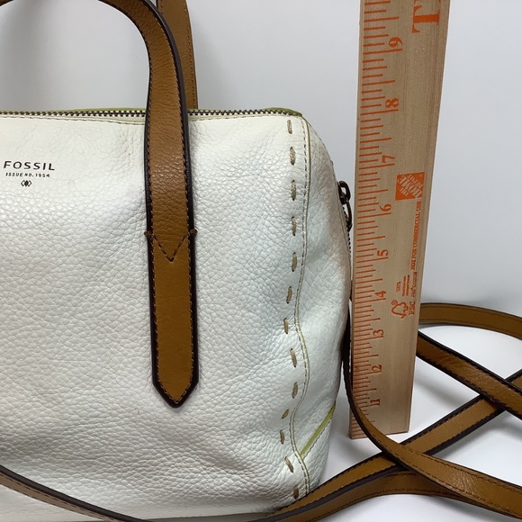 Fossil Cream Sydney Satchel with Tan Straps, Like New - Picture 3 of 13